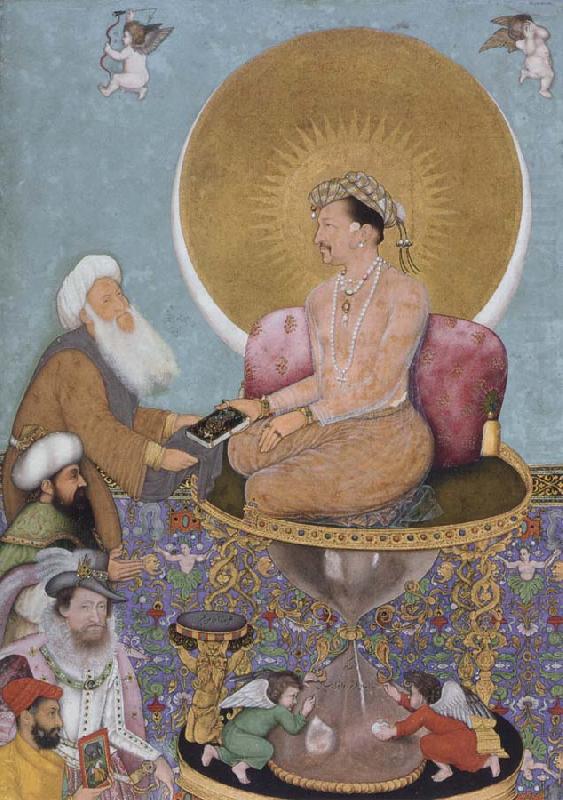 Hindu painter The Mughal emperor jahanir honors a holy dervish,over and above the rulers of the lower world china oil painting image
